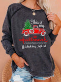 Christmas Truck and Letter Print Long Sleeves Sweatshirt