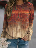 Casual Ethnic Floral Print Loose Pullover Sweatshirt