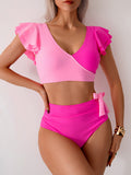 Emoswims - Womens High Waisted Bathing Suits Tummy Control Two Piece Swimsuits Ruffle Bikini Sets Criss Cross Ruched Swimwear