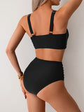 Emoswims - Women's High Waisted Bikini Sets Twist Front Two Piece Swimsuit Ruched Tummy Control Bathing Suits