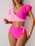Emoswims - Womens High Waisted Bathing Suits Tummy Control Two Piece Swimsuits Ruffle Bikini Sets Criss Cross Ruched Swimwear