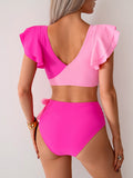 Emoswims - Womens High Waisted Bathing Suits Tummy Control Two Piece Swimsuits Ruffle Bikini Sets Criss Cross Ruched Swimwear