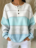 Casual Abstract Henley Collar Long Sleeve Sweatshirt