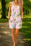 Women’s White Pastel Floral Print Casual Cotton Wide Leg Romper