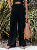 Women's Cotton and Linen Waist-waisted Wide-leg Pants