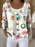 Signature Button Front Cardigan with Relaxed Fit
