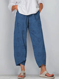 Women's Vintage Floral Art Printed Cotton And Linen Casual Pants