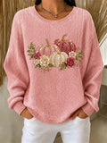Casual Floral Crew Neck Long Sleeve Sweatshirt