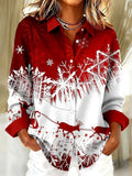 Red Christmas Print Long Sleeve Shirt