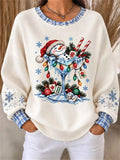 Casual Plaid Crew Neck Long Sleeve Sweatshirt