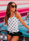 Emoswims - Polka Dot Tie Front Blouson Tankini Set