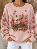 Casual Maple Leaf Crew Neck Long Sleeve Sweatshirt