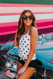 Emoswims - Polka Dot Tie Front Blouson Tankini Set