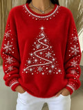 Casual Snowflake Crew Neck Long Sleeve Sweatshirt