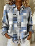 Women's Vintage Print Collared Sweater 1408