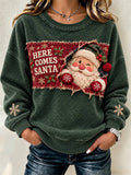 Casual Text Letters Crew Neck Long Sleeve Sweatshirt