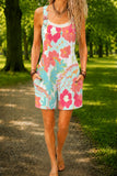 Women’s Pink Tropical Floral Print Casual Cotton Wide Leg Romper