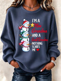 Vintage Christmas Snowman Crew Neck Long Sleeve Sweatshirt