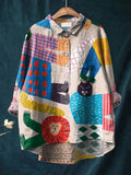 Women's Cartoon Colorful Animals Print Casual Cotton And Linen Shirt