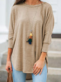 Crew Neck Solid Color Long Sleeves Sweatshirt