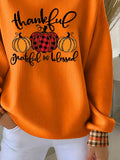 Casual Plaid Crew Neck Long Sleeve Sweatshirt