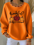 Casual Plaid Crew Neck Long Sleeve Sweatshirt
