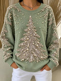 Casual Christmas Tree Crew Neck Long Sleeve Sweatshirt