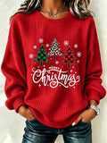 Women Casual Christmas Round Neck Long Sleeve Sweatshirt