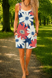 Women’s Navy White Flower Print Casual Cotton Wide Leg Romper