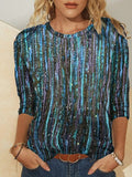 Crew Neck Abstract Geometric Casual Sweatshirt
