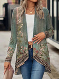 Ethnic Regular Frill Hem Lightweight Casual Loose Cardigan