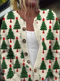 Christmas Tree Print Knitted Cardigan