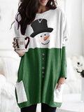 Snowman Print Long Sleeve Sweatshirt
