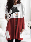 Snowman Print Long Sleeve Sweatshirt