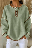 Women Casual Color Block Henley Collar Long Sleeve Sweatshirt