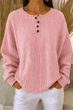 Women Casual Plain Henley Collar Long Sleeve Sweatshirt