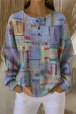 Women Casual Abstract Crew Neck Long Sleeve Sweatshirt