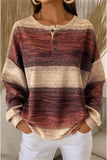Women Casual Geometric Henley Collar Long Sleeve Sweatshirt