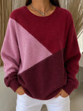 Women Casual Geometric Crew Neck Long Sleeve Sweater
