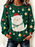 Casual Christmas Crew Neck Long Sleeve Sweatshirt