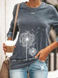 Dandelion Print Crew Neck Long Sleeves Sweatshirt