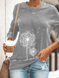Dandelion Print Crew Neck Long Sleeves Sweatshirt