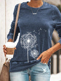 Dandelion Print Crew Neck Long Sleeves Sweatshirt
