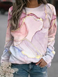 Marbling Print Crew Neck Long Sleeves Sweatshirt