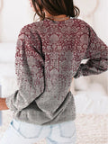 Tribal Print Round Neck Long Sleeves Sweatshirt