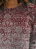 Tribal Print Round Neck Long Sleeves Sweatshirt