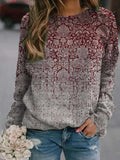 Tribal Print Round Neck Long Sleeves Sweatshirt