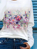 Floral Print Round Neck Long Sleeves Sweatshirt