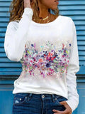 Floral Print Round Neck Long Sleeves Sweatshirt