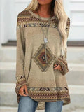 Geometric Print Crew Neck Long Sleeves Sweatshirt
